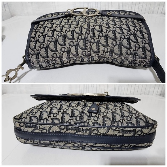 Authentic CHRISTIAN DIOR Monogram Flap Messenger Navy Blue - Picture 13 of 16